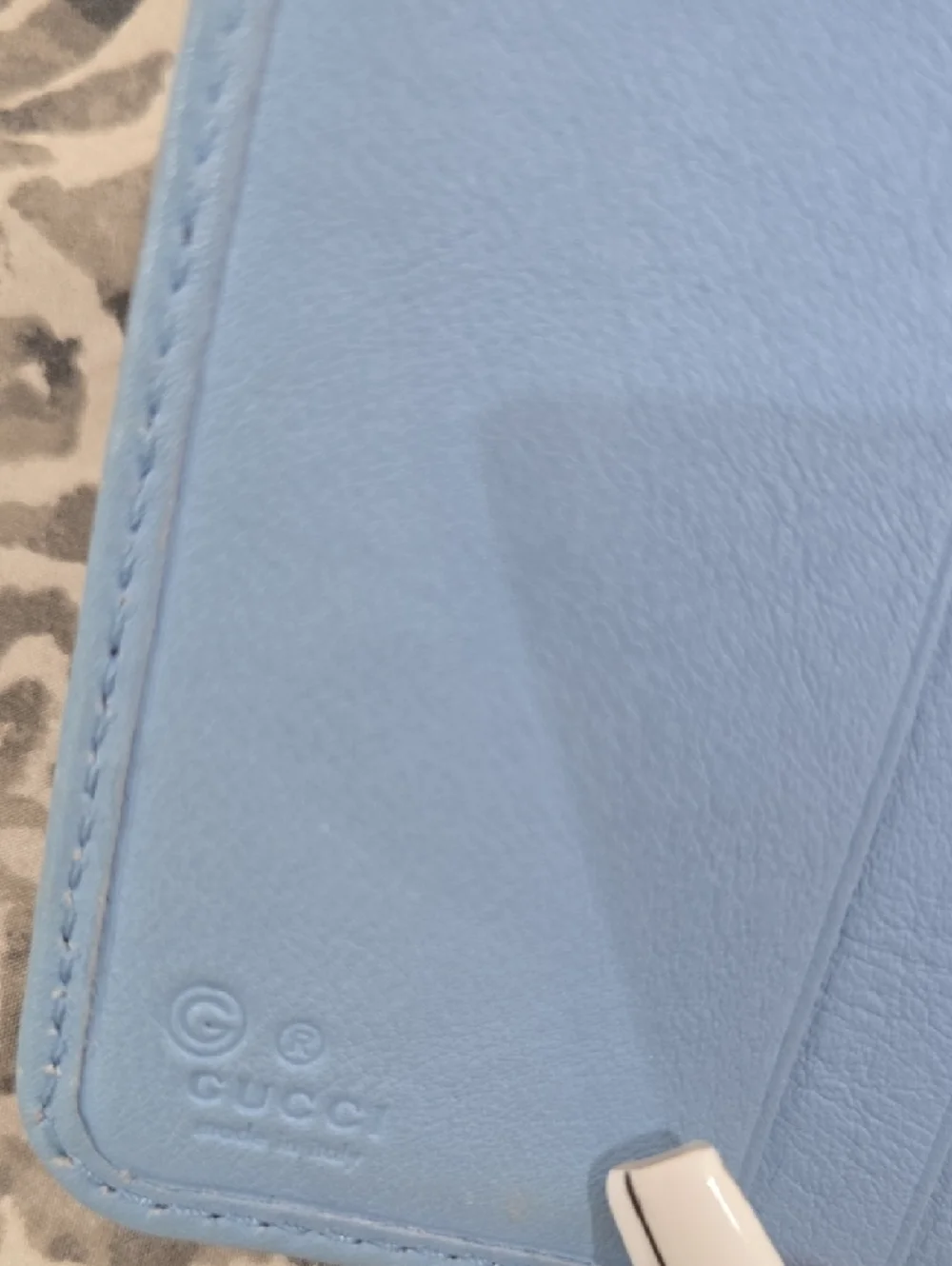 Gucci Light Blue GG Embossed Zip Around Wallet - Picture 5 of 11